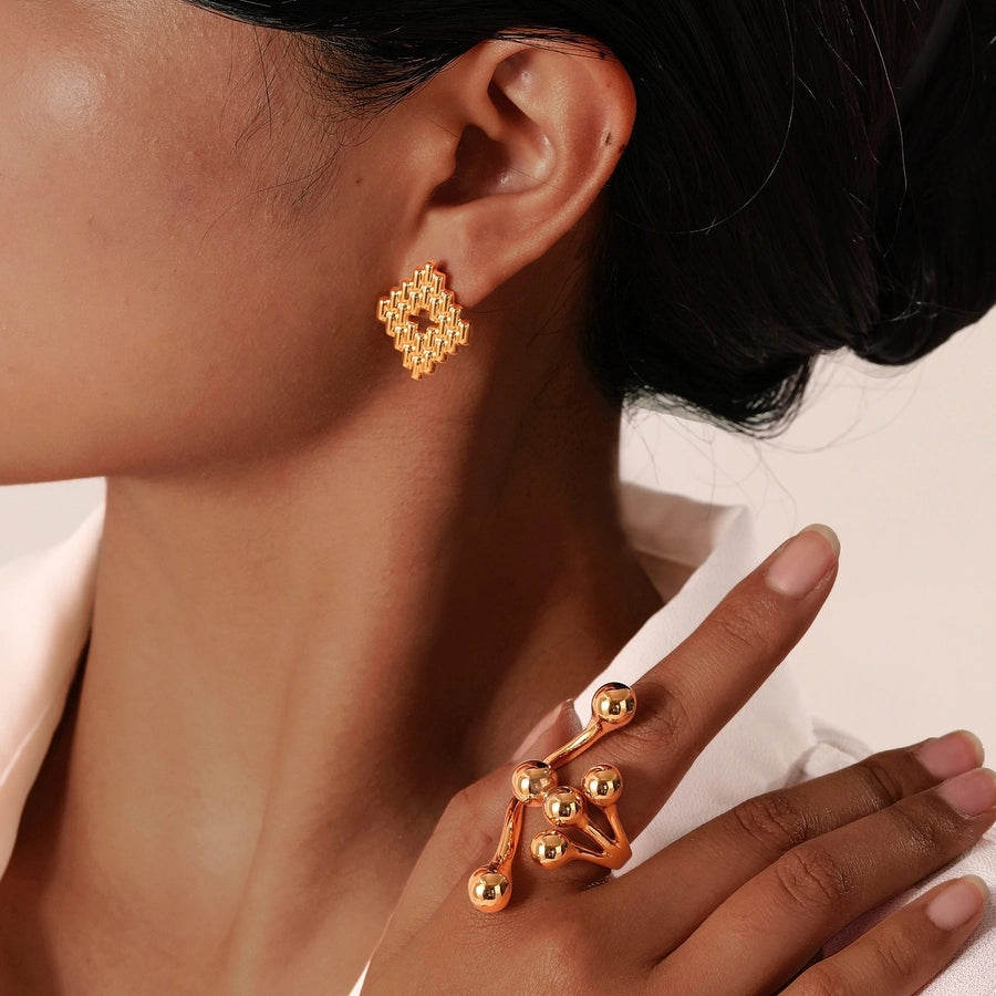 Jewelry IG Style Solid Color 304 Stainless Steel 18K Gold Plated Rings