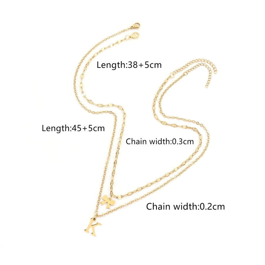 Jewelry Elegant Simple Style Classic Style Letter Bow Knot 201 Stainless Steel 304 Stainless Steel Pendant Necklace