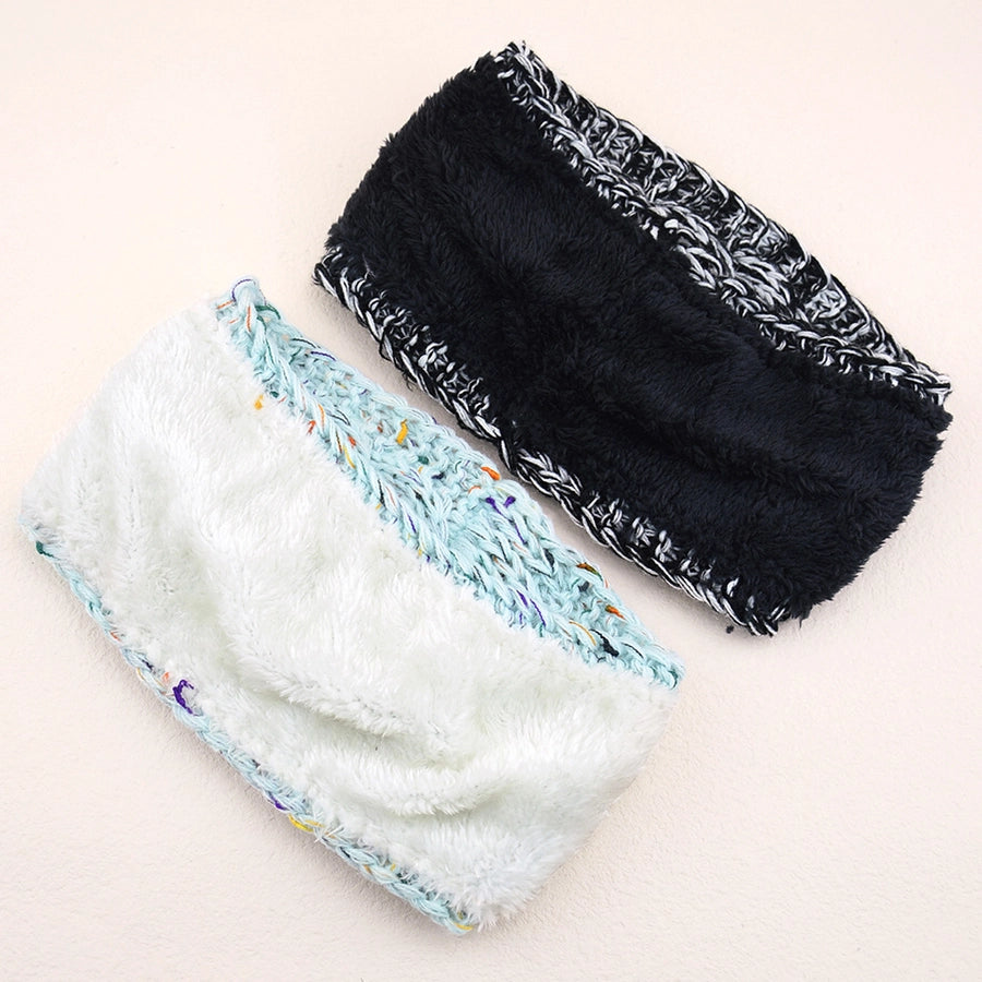 plus velvet knitted hair band wool color dot yarn headband variegated warm hair accessories autumn and winter twist ear protection headband