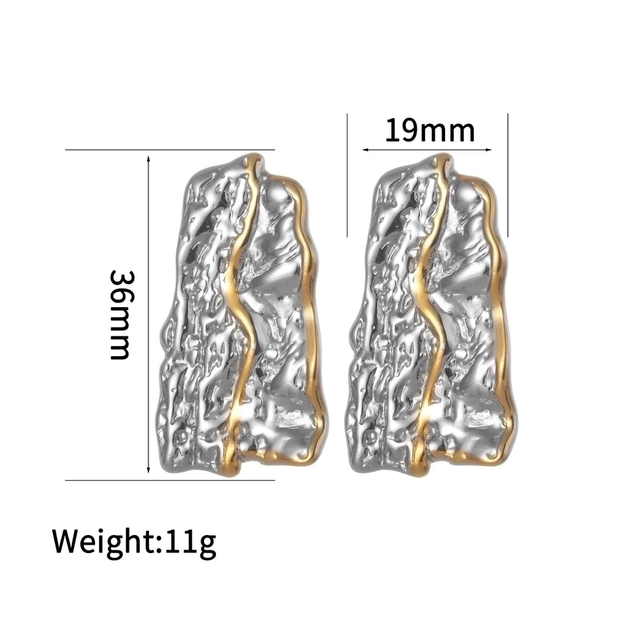 1 Pair Artistic Geometric Waves Plating 304 Stainless Steel Ear Studs