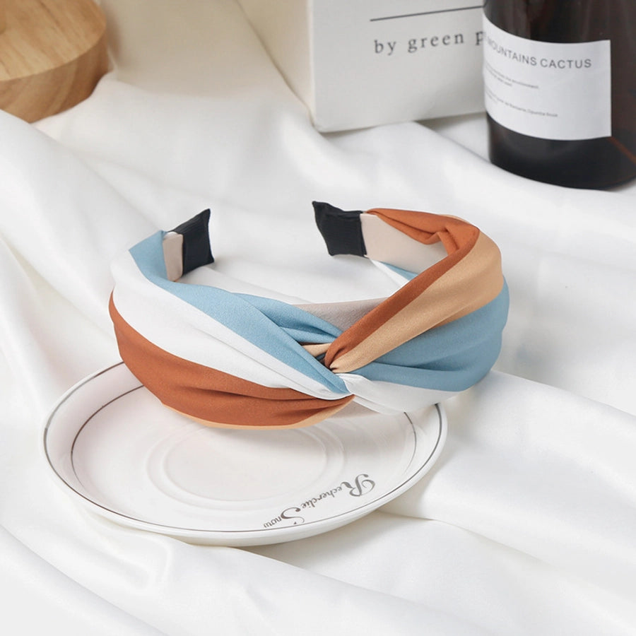 retro hairband women's fabric stitching stripe hair bundle pressure hair hoop net popular  new hairpin headdress