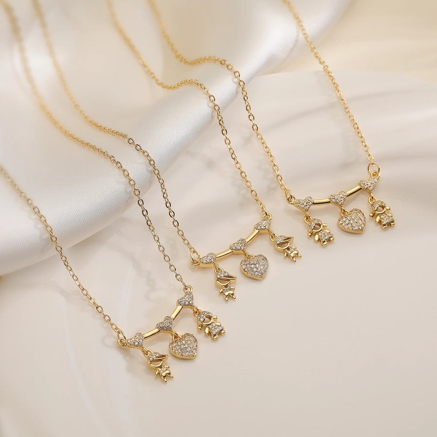 Jewelry Modern Style Simple Style Classic Style Girl Heart Shape Boy Copper Pendant Necklace