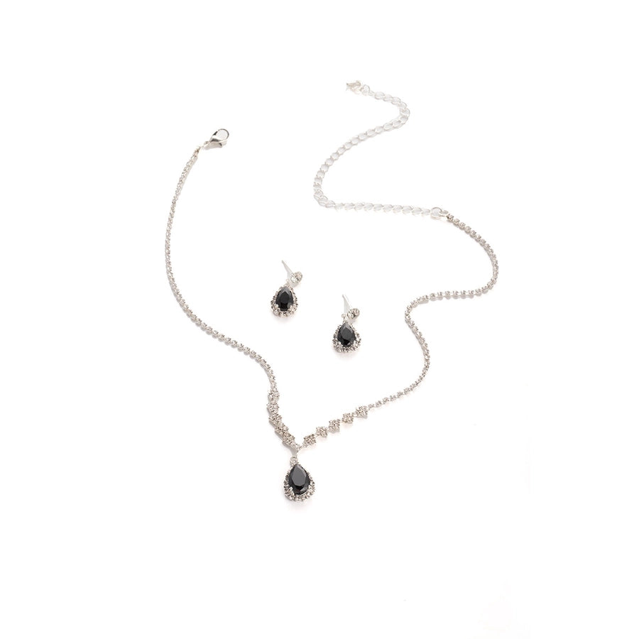 Jewelry Lady Streetwear Water Droplets Copper Earrings Necklace Jewelry Set