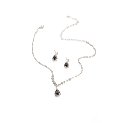 Jewelry Lady Streetwear Water Droplets Copper Earrings Necklace Jewelry Set