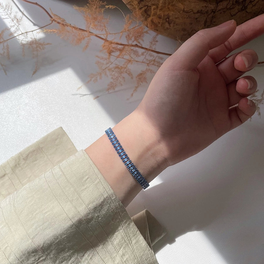 Glam Shiny Colorful 304 Stainless Steel Tennis Chain Bracelets In Bulk