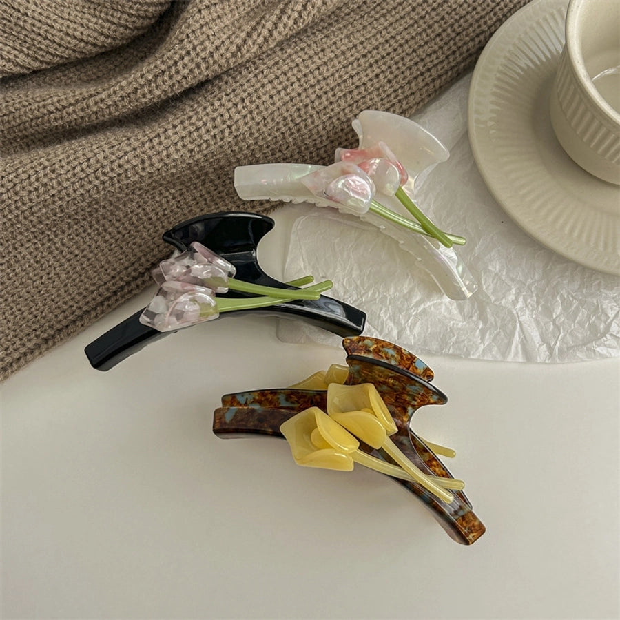 Women's Elegant Simple Style Flower Acetic acid sheets Hair Claws