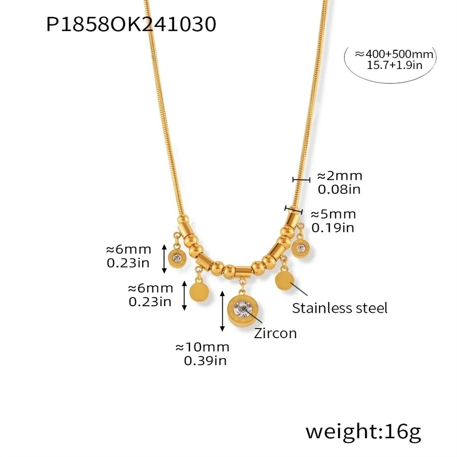 Jewelry Elegant Roman Numeral 304 Stainless Steel Zircon 18K Gold Plated Plating Bracelets Necklace