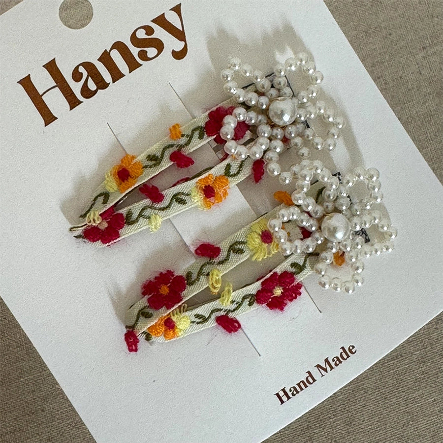 Women's Sweet Flower Cloth Hair Clip