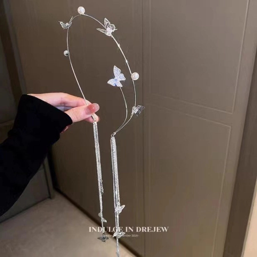 shiny butterfly alloy diamond hair band