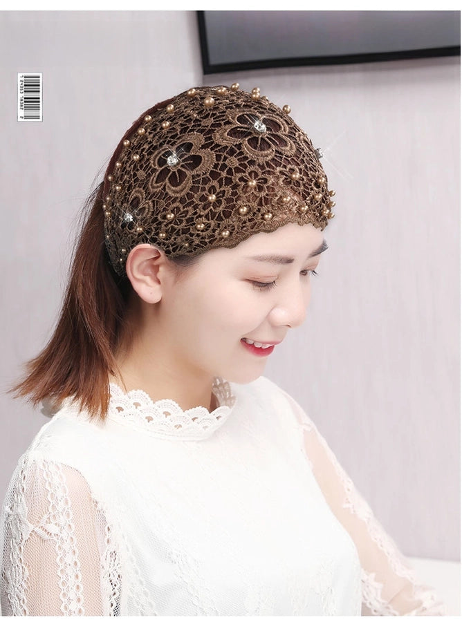 Plum Blossom Hollow Hair Band Nail Beads Shake Voice Internet Celebrity Wide Edge Pressed Hair Covering White Hair Headband Women's Headdress Headgear Hair Band