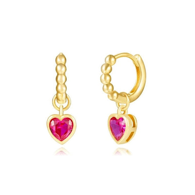 1 Pair Simple Style Heart Shape Copper Zircon Drop Earrings