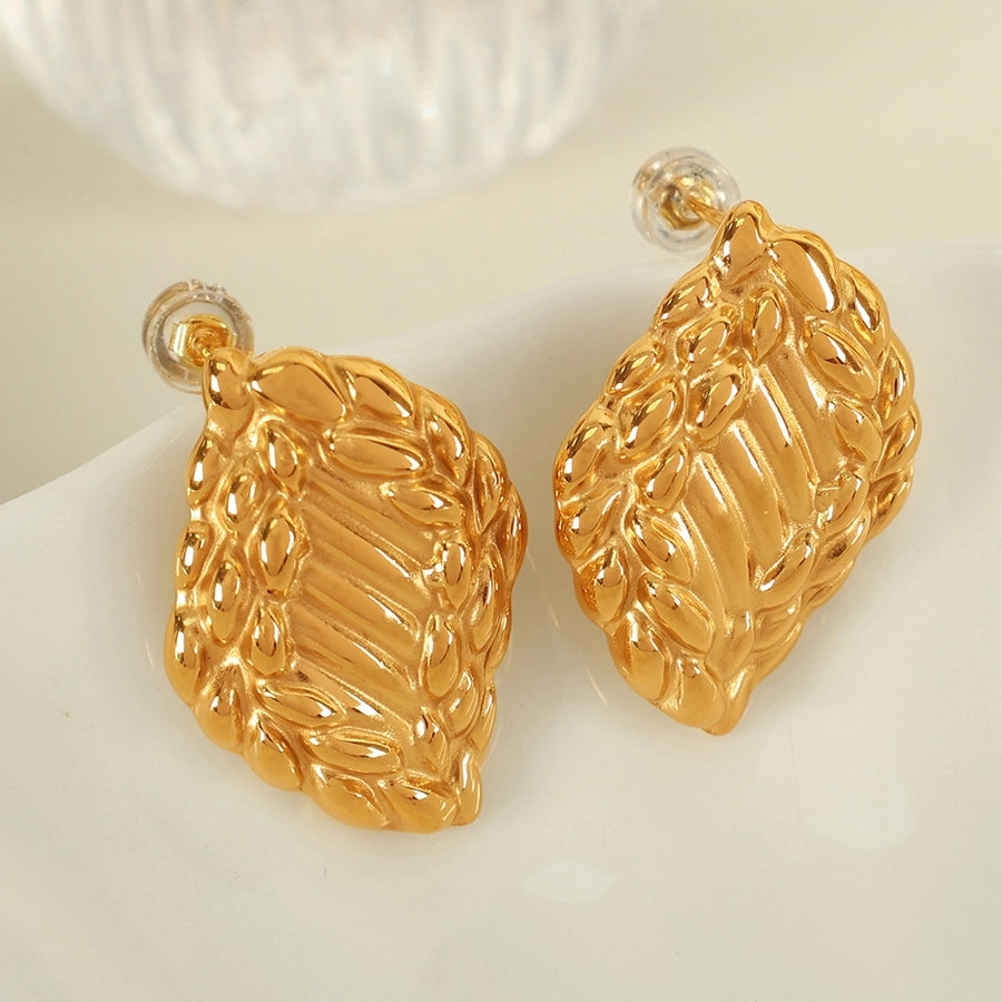 1 Pair IG Style Retro Geometric Polishing Plating 304 Stainless Steel 18K Gold Plated Ear Studs