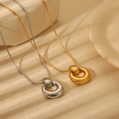 Jewelry Simple Style Commute Solid Color 304 Stainless Steel 14K Gold Plated Plating Pendant Necklace