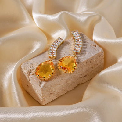1 Pair Elegant Simple Style Streetwear Water Droplets Inlay Copper Zircon K Gold Plated Rhodium Plated Drop Earrings