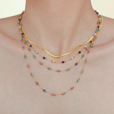 Luxurious Vacation chain natural stone 18K Gold Plated Necklace In Bulk