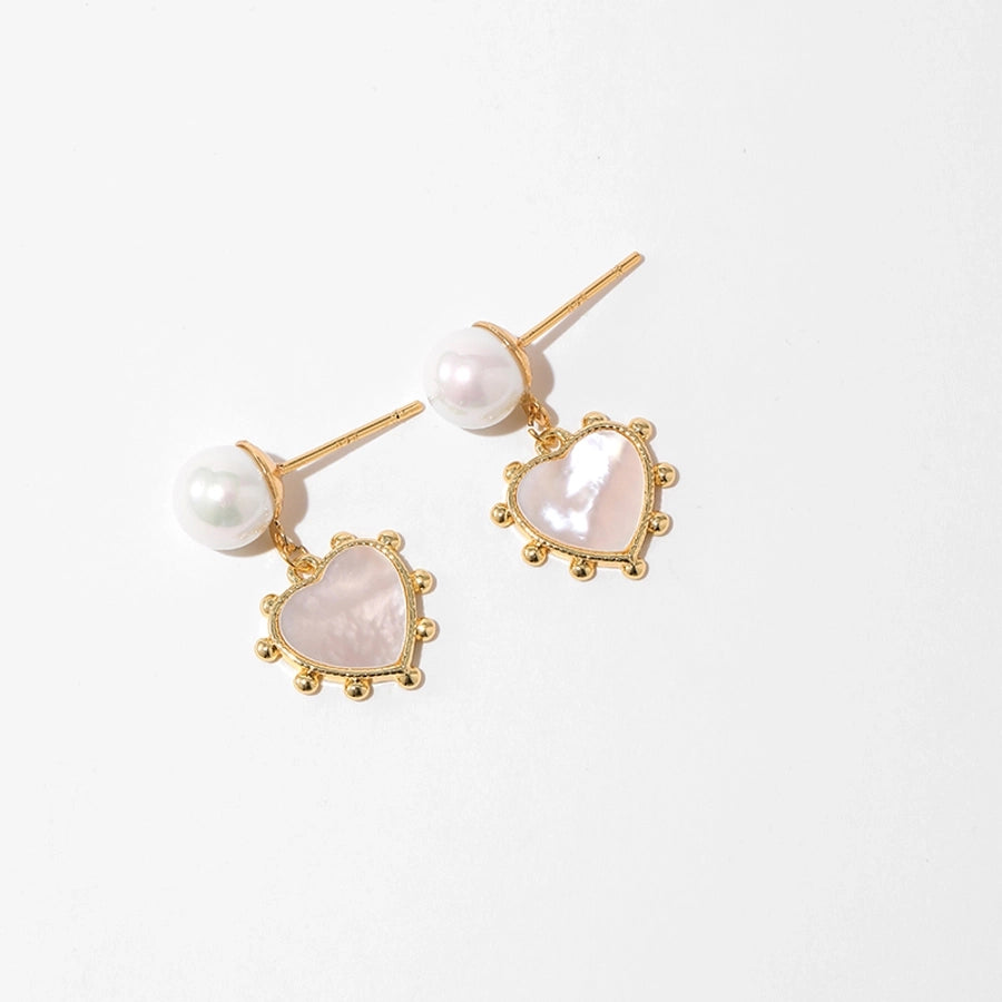 1 Piece Vintage Style Lady Wedding Pearl Inlay Copper Artificial Pearls 18K Gold Plated Drop Earrings