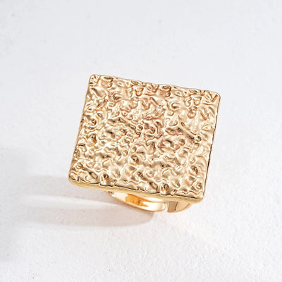 Exaggerated Square Alloy Plating Gold Plated Women's Open Rings
