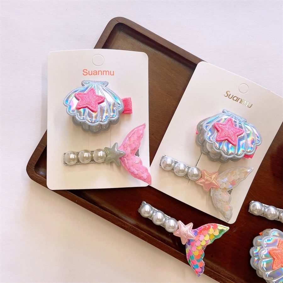 Girl'S Simple Style Classic Style Mermaid Cloth Contrast Collar Hair Clip