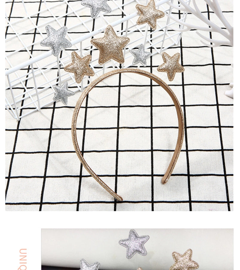 new Christmas creative small fresh five-pointed star children's hairband hair accessories metal around the side headband