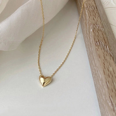 Jewelry Simple Style Heart Shape 316L Stainless Steel  18K Gold Plated Three-dimensional Pendant Necklace
