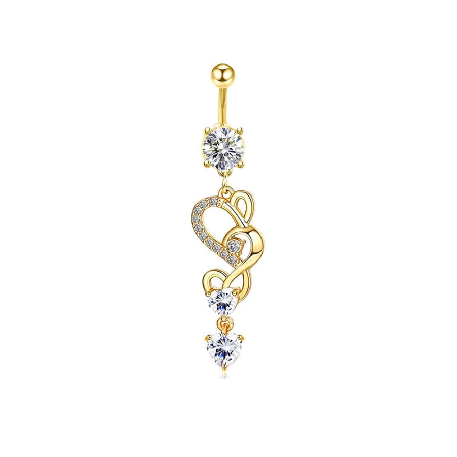 1 Piece Belly Rings Simple Style Shiny Round Heart Shape Bow Knot 316L Stainless Steel  Inlay Zircon