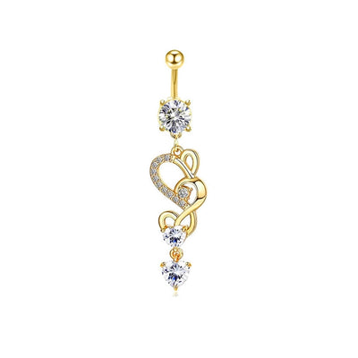 1 Piece Belly Rings Simple Style Shiny Round Heart Shape Bow Knot 316L Stainless Steel  Inlay Zircon