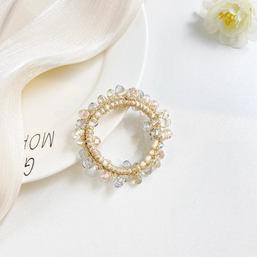 Women's Cute Preppy Style Sweet Crystal Plastic Beaded Artificial Crystal Pearl Hair Tie