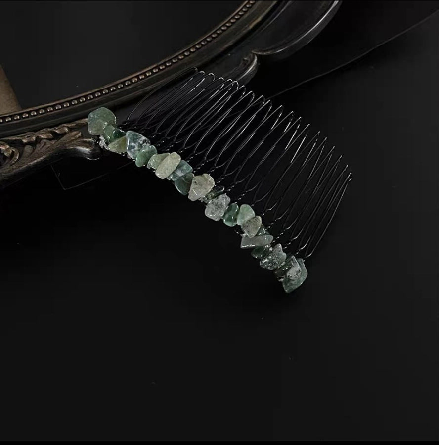 retro ethnic style geometric crystal handmade insert comb