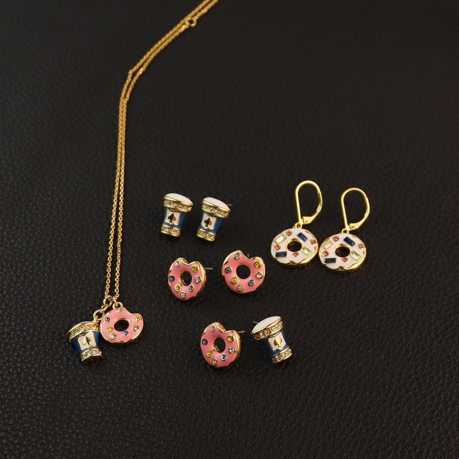 Rhinestone Copper Round Jewelry Set