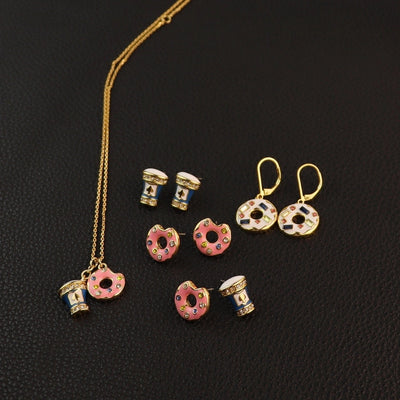 Rhinestone Copper Round Jewelry Set
