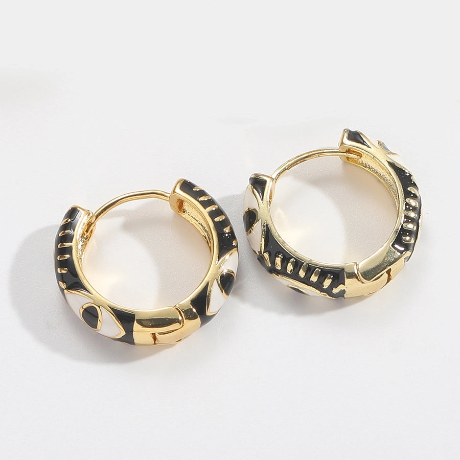 1 Pair Elegant Simple Style Commute Devil's Eye Enamel Copper 14K Gold Plated Earrings