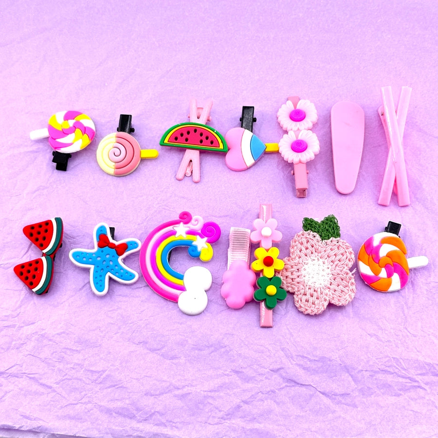 cute sweet fruit heart shape flower alloy plastic rubber hair clip