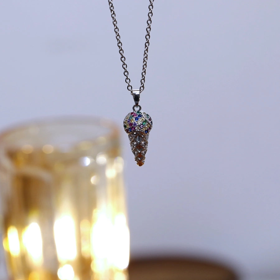 Jewelry Sweet Cone Copper Zircon 18K Gold Plated White Gold Plated Pendant Necklace