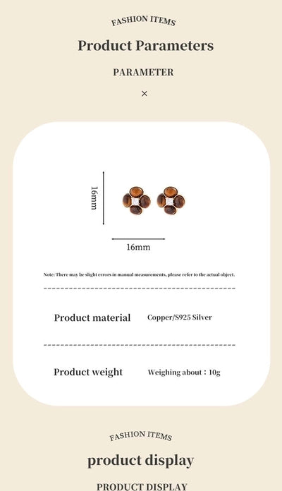 1 Pair Vintage Style Simple Style Geometric Round Heart Shape Plating Inlay Copper Natural Stone Zircon 18K Gold Plated Ear Studs