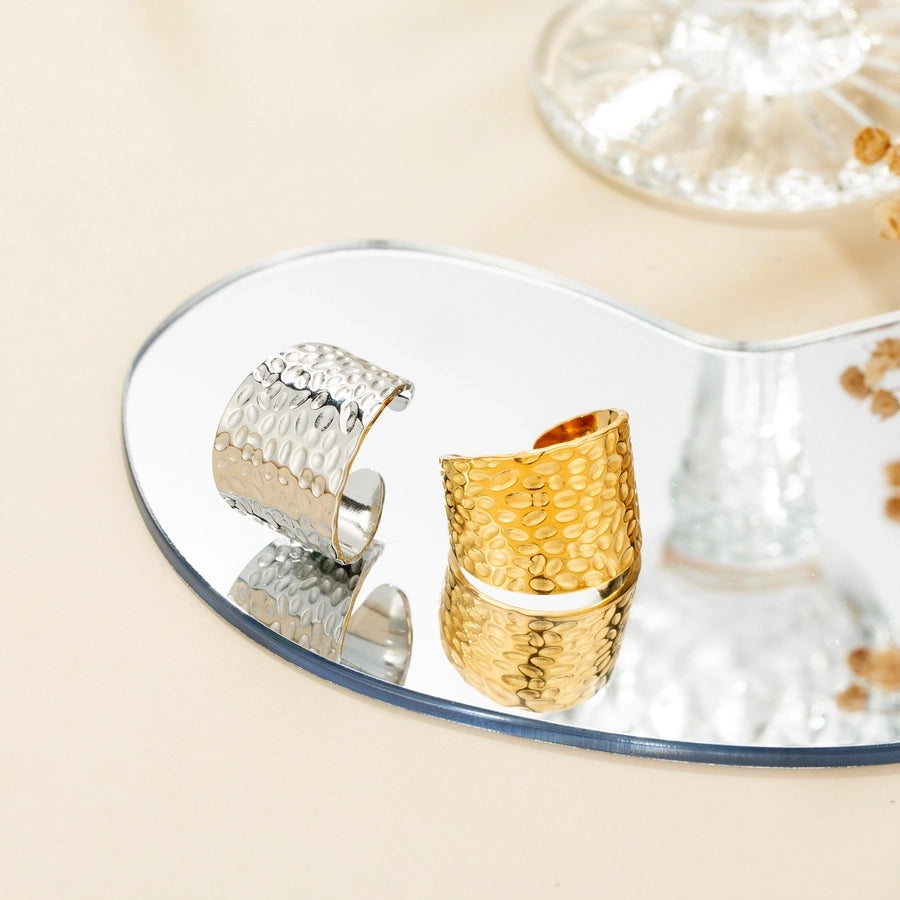 Jewelry Classic Style Solid Color 304 Stainless Steel Gold Plated Open Rings