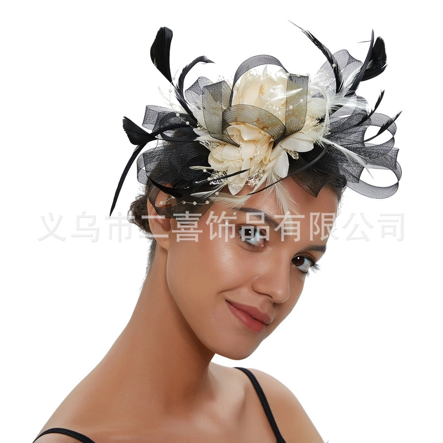 fashion feather bridal mesh top hat accessories hairband