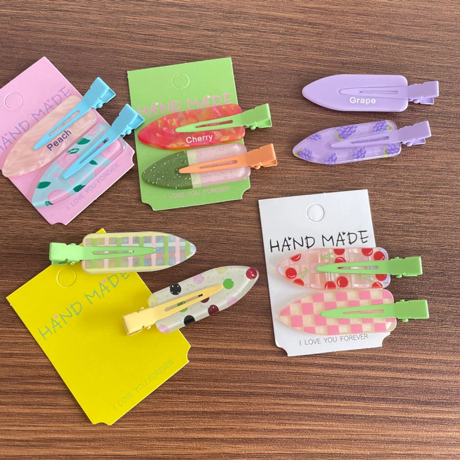 Women's IG Style Cute Stripe Fruit Solid Color Plastic Resin Hair Clip