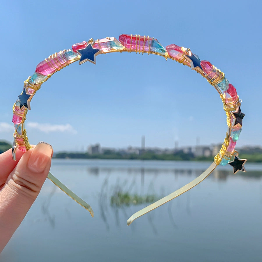 Women's Elegant Vacation Star Alloy natural stone Knitting Hair Band