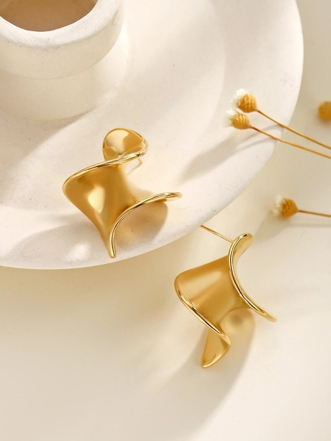 1 Pair Glam Classical Romantic Spiral 304 Stainless Steel Ear Studs