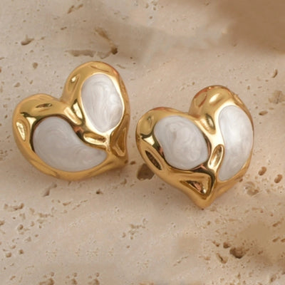 1 Pair Princess Romantic Heart Shape 304 Stainless Steel Ear Studs