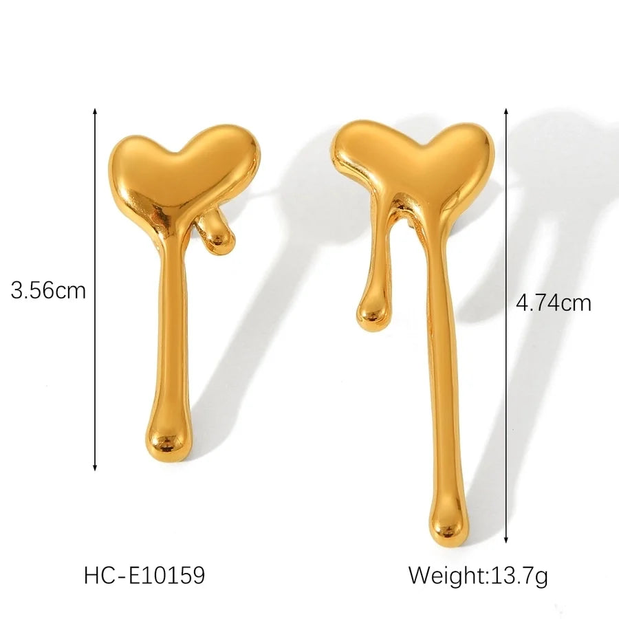 1 Pair IG Style French Style Heart Shape Bow Knot Thread 304 Stainless Steel Titanium Steel 18K Gold Plated Ear Studs