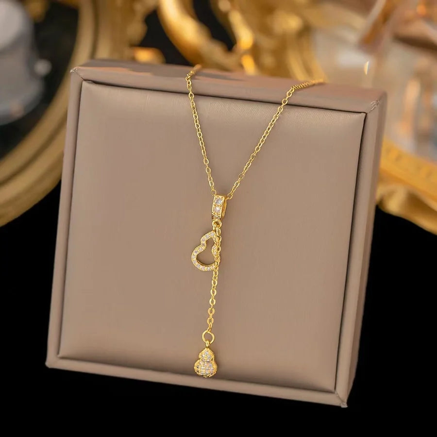 Jewelry Sweet Solid Color Titanium Steel Plating Pendant Necklace