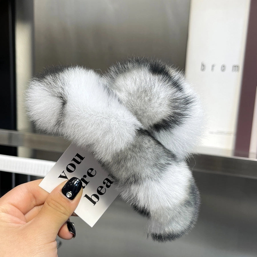 simple style geometric solid color rabbit fur hair claws 1 piece