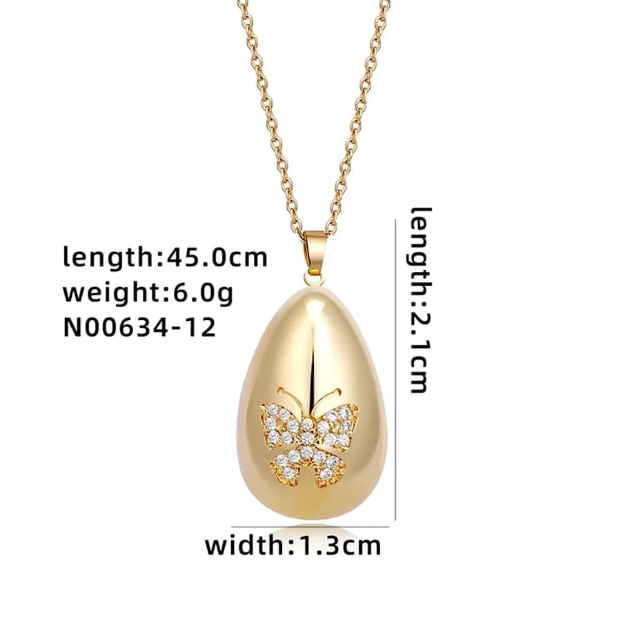 Jewelry Cute Simple Style Star Heart Shape Lines 304 Stainless Steel Copper Zircon K Gold Plated Rhodium Plated Plating Inlay Pendant Necklace