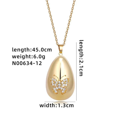 Jewelry Cute Simple Style Star Heart Shape Lines 304 Stainless Steel Copper Zircon K Gold Plated Rhodium Plated Plating Inlay Pendant Necklace