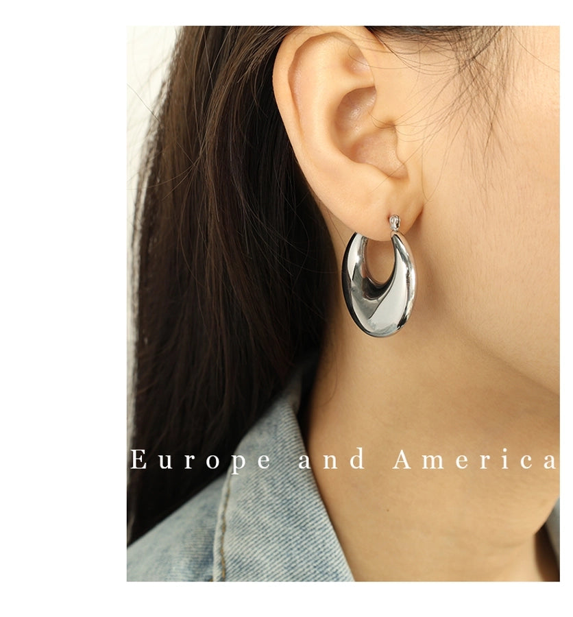 1 Pair Elegant French Style Commute U Shape Semicircle Polishing Plating 304 Stainless Steel 18K Gold Plated Earrings