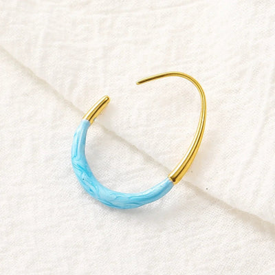 1 Pair Elegant C Shape Geometric Enamel Titanium Steel Ear Studs