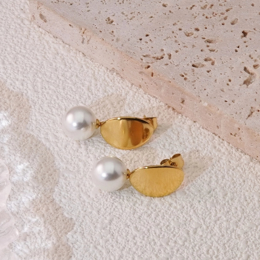 2 Pieces Set Elegant Sweet Simple Style Round Plating 304 Stainless Steel 18K Gold Plated Ear Studs