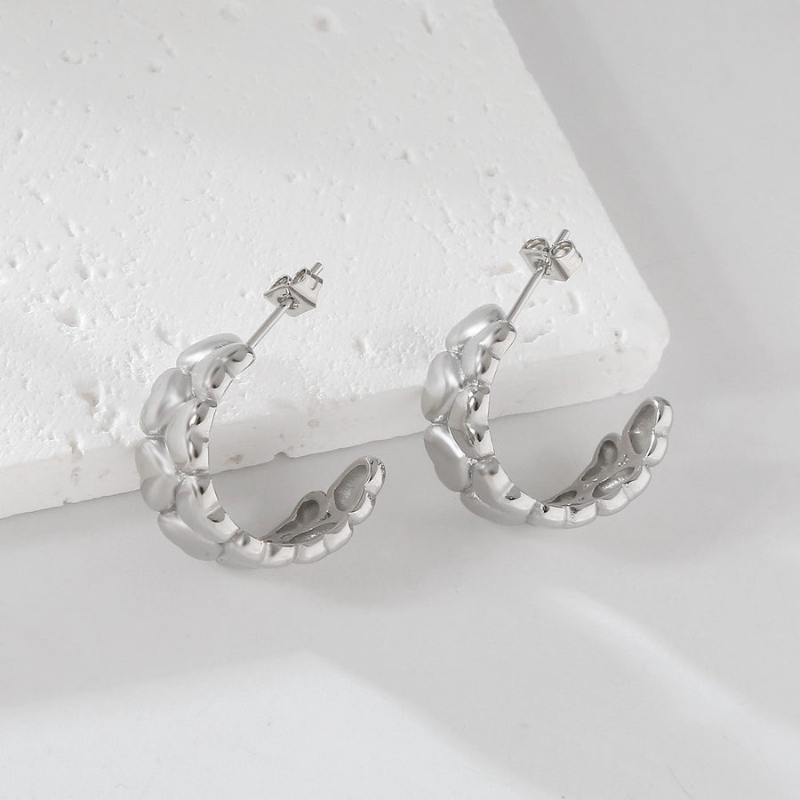 1 Pair Elegant C Shape Heart Shape 304 Stainless Steel 18K Gold Plated Ear Studs