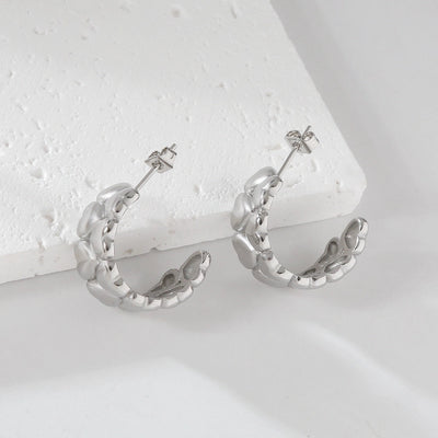 1 Pair Elegant C Shape Heart Shape 304 Stainless Steel 18K Gold Plated Ear Studs